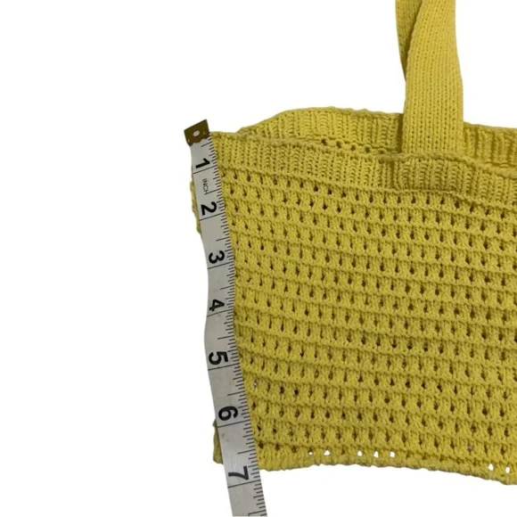 Yellow Knit Crop Top with Pink Flower Accents - Picture 6 of 6